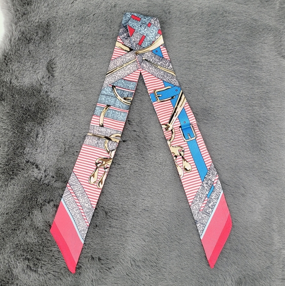 New Print Silk Skinny Scarf Twilly - Picture 3 of 5